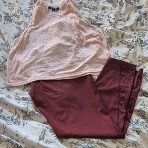 Zobha Pink and Burgundy Pajama Set